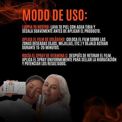 MEGA PACK - MASCARILLA DE COLAGENO FILM (FILM MASK) + SPRAY DE VITAMINA "C"