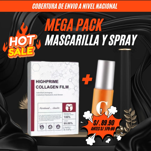 MEGA PACK - MASCARILLA DE COLAGENO FILM (FILM MASK) + SPRAY DE VITAMINA "C"